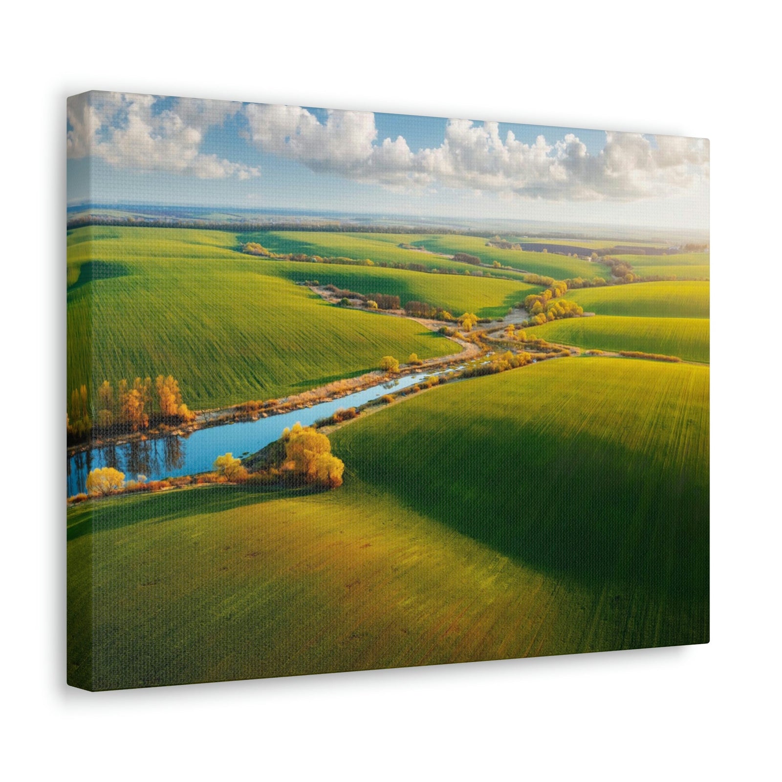 Wonderful Green Wavy Fields Scene Beautiful Enticing and Glamorous Area Beauty Nature Scene Agricultural Fields And Sky Wall Art Ready to Hang Unframed-Express Your Love Gifts