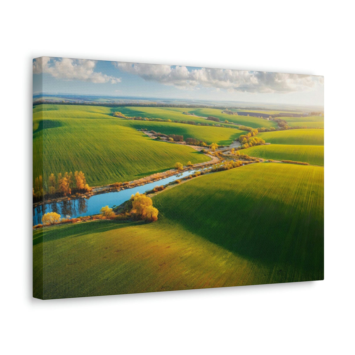 Wonderful Green Wavy Fields Scene Beautiful Enticing and Glamorous Area Beauty Nature Scene Agricultural Fields And Sky Wall Art Ready to Hang Unframed-Express Your Love Gifts