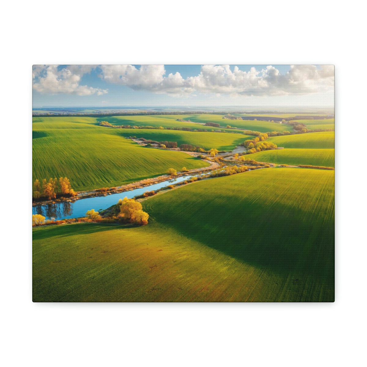 Wonderful Green Wavy Fields Scene Beautiful Enticing and Glamorous Area Beauty Nature Scene Agricultural Fields And Sky Wall Art Ready to Hang Unframed-Express Your Love Gifts