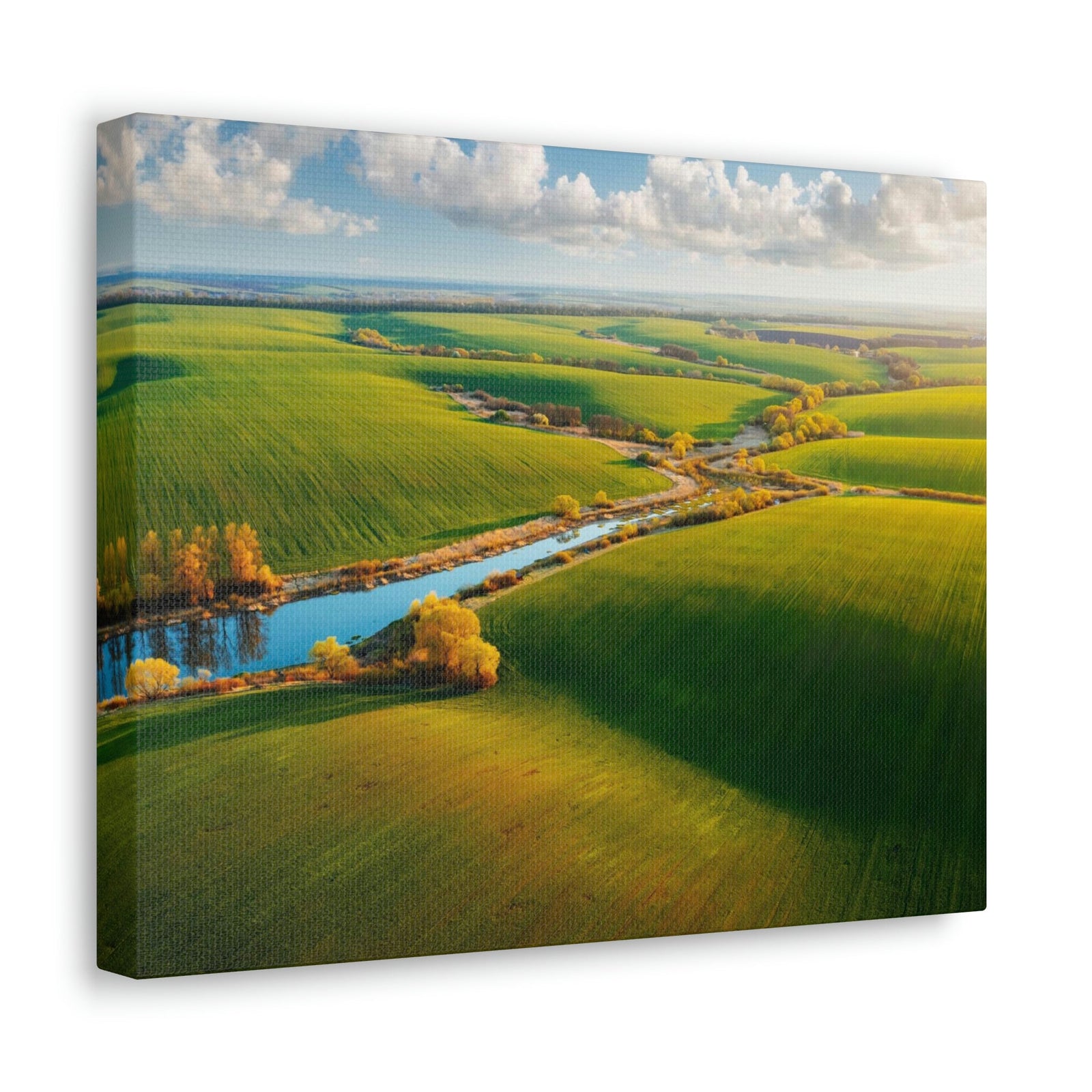Wonderful Green Wavy Fields Scene Beautiful Enticing and Glamorous Area Beauty Nature Scene Agricultural Fields And Sky Wall Art Ready to Hang Unframed-Express Your Love Gifts