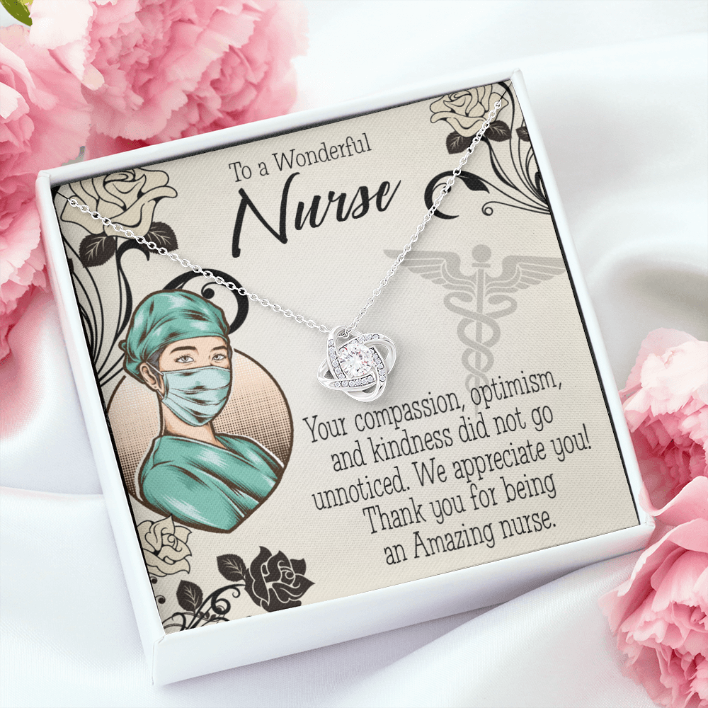 Wonderful Nurse Healthcare Medical Worker Nurse Appreciation Gift Infinity Knot Necklace Message Card-Express Your Love Gifts