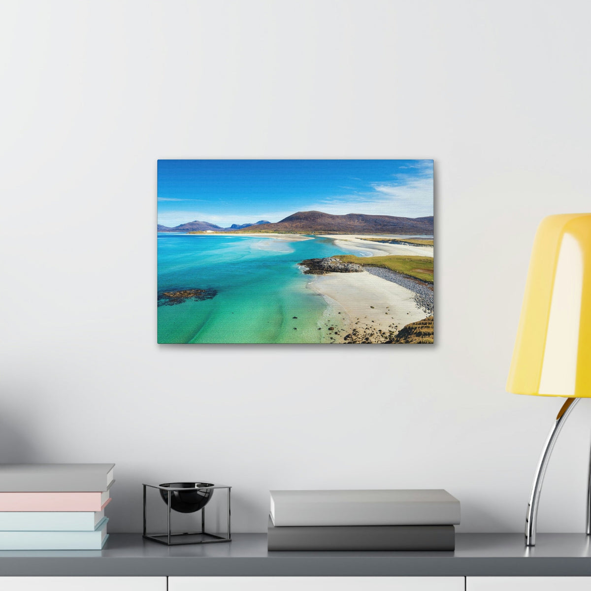 Wonderful Sandy Beach Scene Beautiful Amazing and Lovely Sea Beauty Nature Scene Big Mountains and Shore Wall Art Ready to Hang Unframed-Express Your Love Gifts