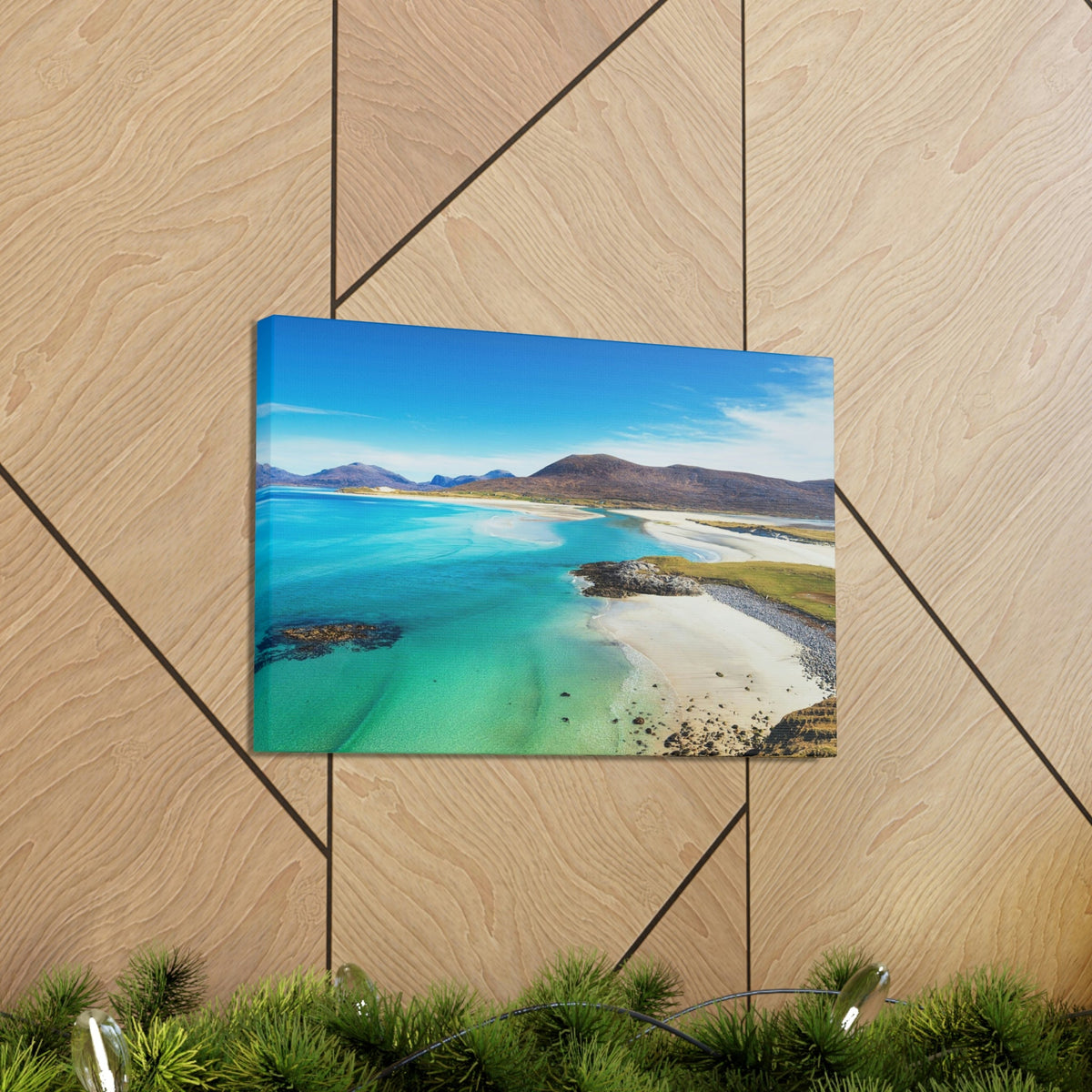 Wonderful Sandy Beach Scene Beautiful Amazing and Lovely Sea Beauty Nature Scene Big Mountains and Shore Wall Art Ready to Hang Unframed-Express Your Love Gifts