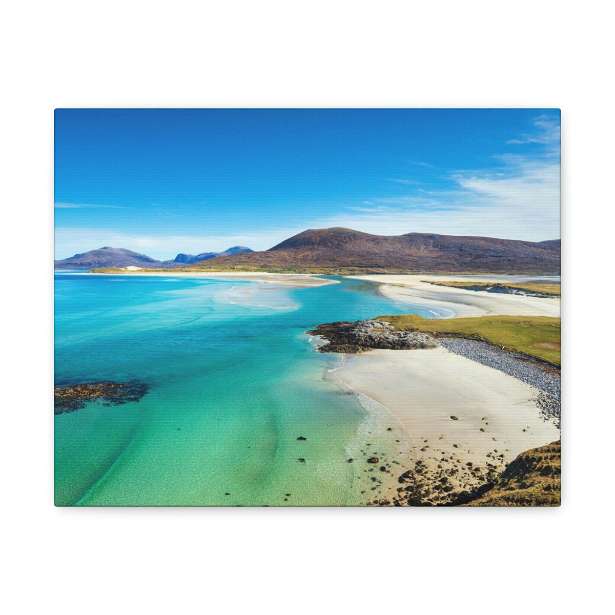 Wonderful Sandy Beach Scene Beautiful Amazing and Lovely Sea Beauty Nature Scene Big Mountains and Shore Wall Art Ready to Hang Unframed-Express Your Love Gifts