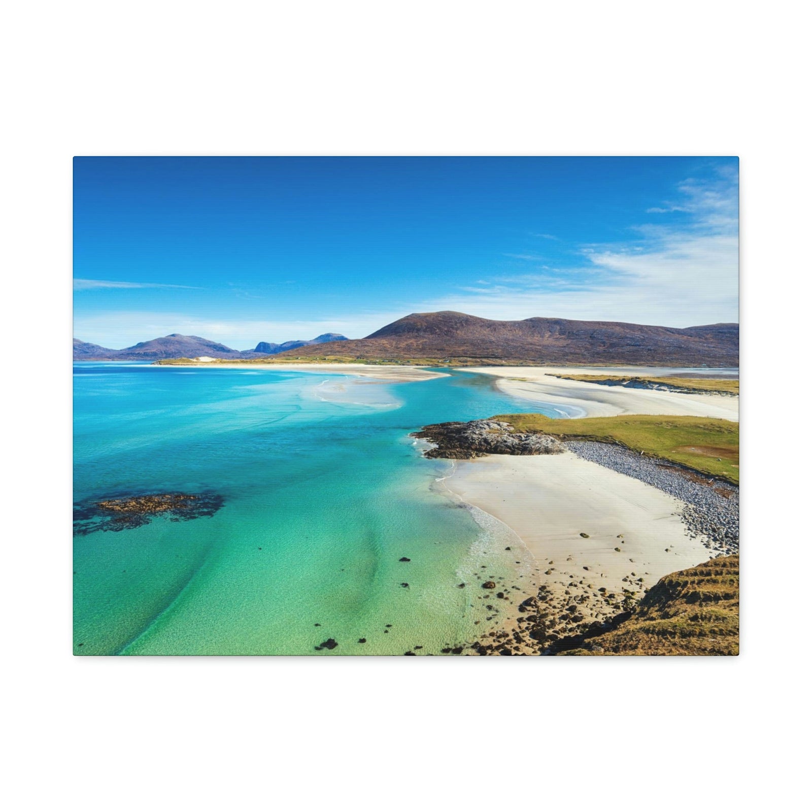 Wonderful Sandy Beach Scene Beautiful Amazing and Lovely Sea Beauty Nature Scene Big Mountains and Shore Wall Art Ready to Hang Unframed-Express Your Love Gifts
