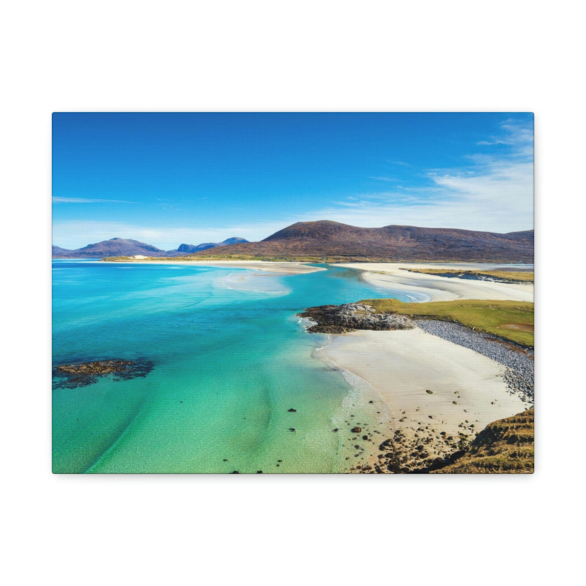 Wonderful Sandy Beach Scene Beautiful Amazing and Lovely Sea Beauty Nature Scene Big Mountains and Shore Wall Art Ready to Hang Unframed-Express Your Love Gifts