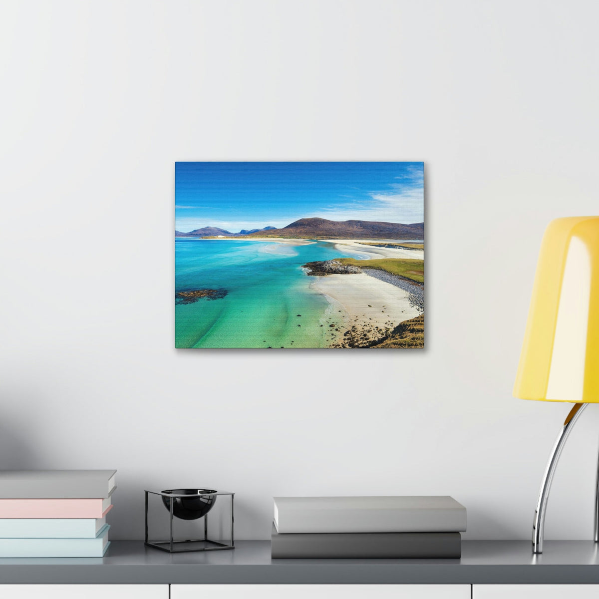 Wonderful Sandy Beach Scene Beautiful Amazing and Lovely Sea Beauty Nature Scene Big Mountains and Shore Wall Art Ready to Hang Unframed-Express Your Love Gifts