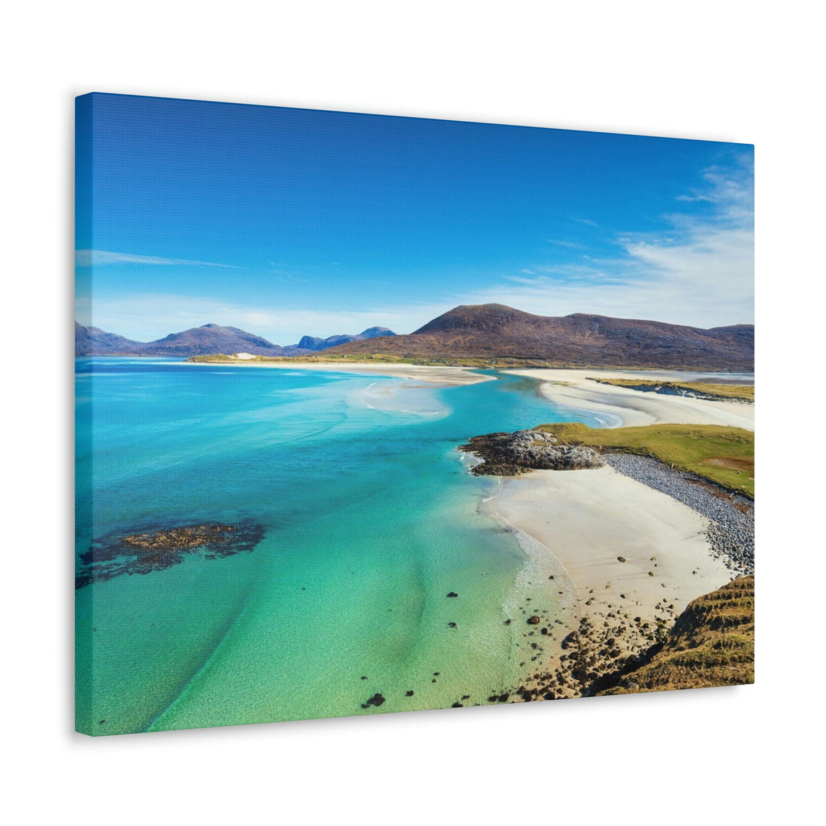 Wonderful Sandy Beach Scene Beautiful Amazing and Lovely Sea Beauty Nature Scene Big Mountains and Shore Wall Art Ready to Hang Unframed-Express Your Love Gifts