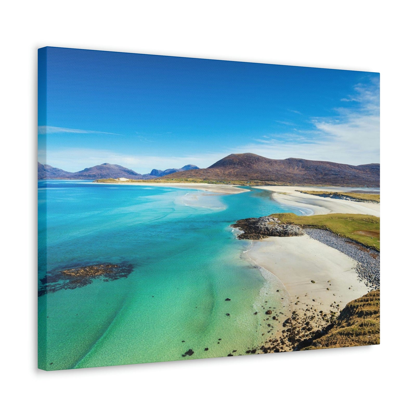Wonderful Sandy Beach Scene Beautiful Amazing and Lovely Sea Beauty Nature Scene Big Mountains and Shore Wall Art Ready to Hang Unframed-Express Your Love Gifts