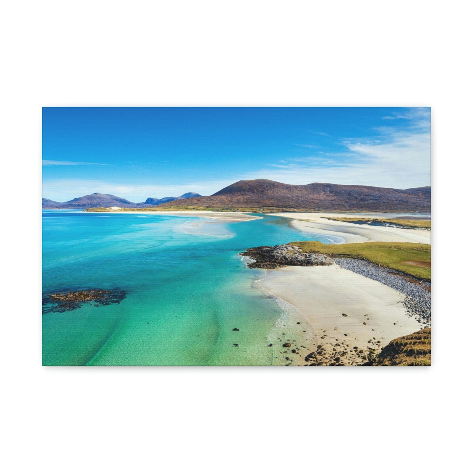 Wonderful Sandy Beach Scene Beautiful Amazing and Lovely Sea Beauty Nature Scene Big Mountains and Shore Wall Art Ready to Hang Unframed-Express Your Love Gifts