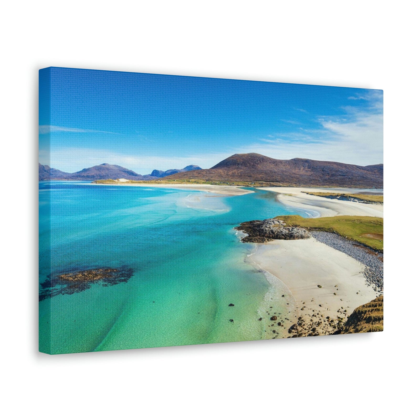Wonderful Sandy Beach Scene Beautiful Amazing and Lovely Sea Beauty Nature Scene Big Mountains and Shore Wall Art Ready to Hang Unframed-Express Your Love Gifts