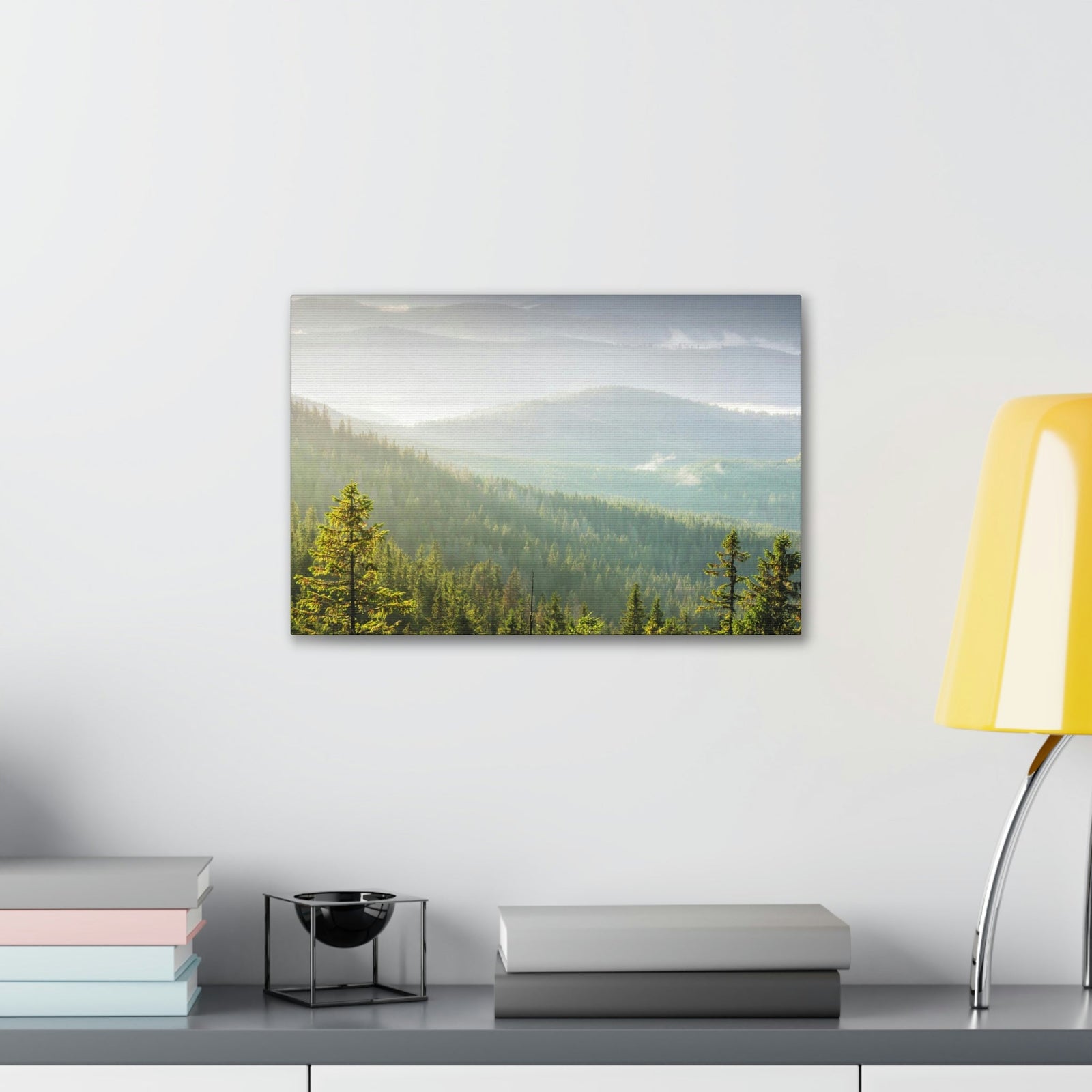 Wonderful Trees on the Mountains Scene Beautiful Spectacular and Awesome Beauty Nature Scene Big Trees and Mountain Range Wall Art Ready to Hang Unframed-Express Your Love Gifts