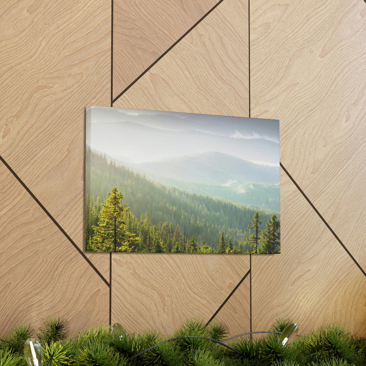 Wonderful Trees on the Mountains Scene Beautiful Spectacular and Awesome Beauty Nature Scene Big Trees and Mountain Range Wall Art Ready to Hang Unframed-Express Your Love Gifts