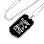Woof You to The Moon Necklace Stainless Steel or 18k Gold Dog Tag 24" Chain-Express Your Love Gifts