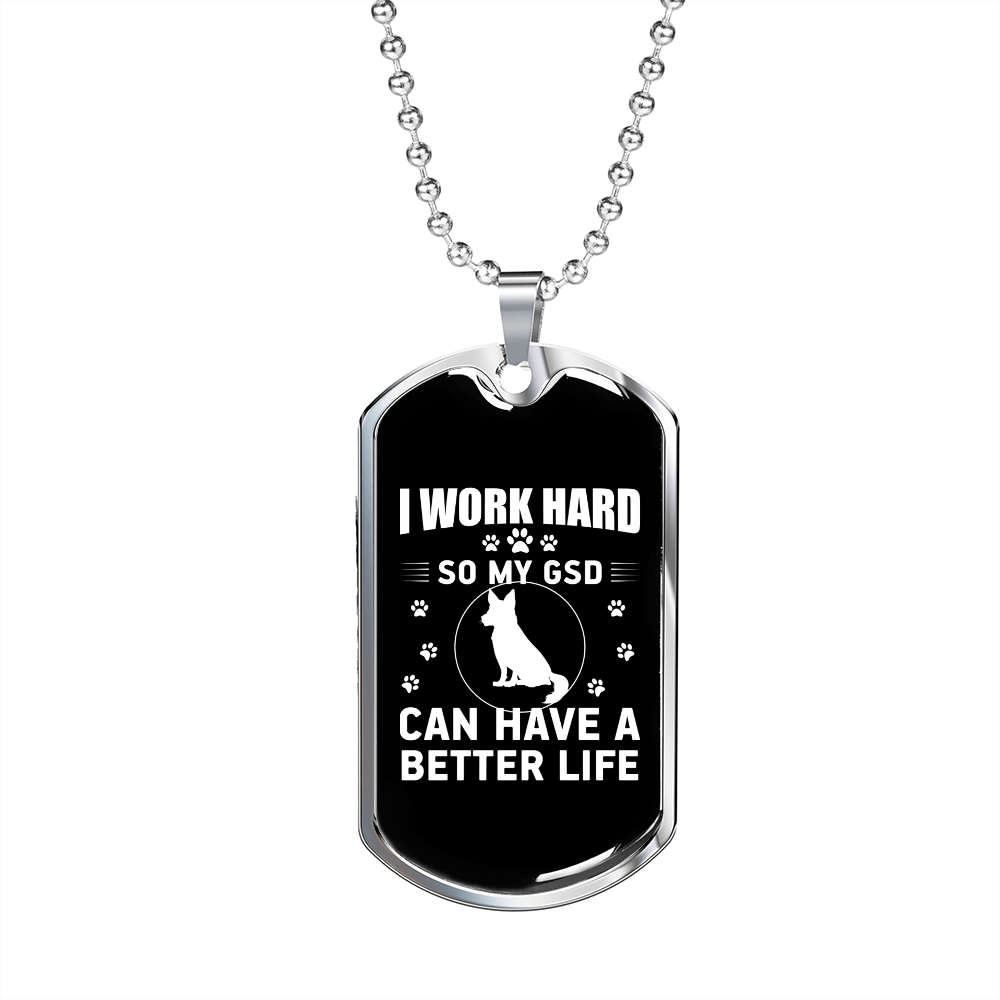 Work Hard For Dog White Necklace Stainless Steel or 18k Gold Dog Tag 24" Chain-Express Your Love Gifts