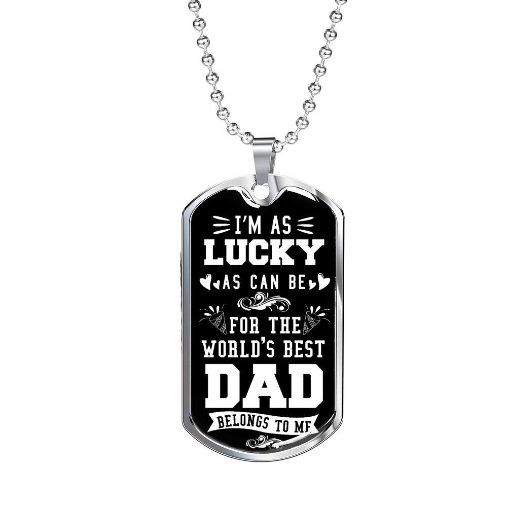 Worlds Best Dad Necklace Stainless Steel or 18k Gold Dog Tag 24" Chain-Express Your Love Gifts