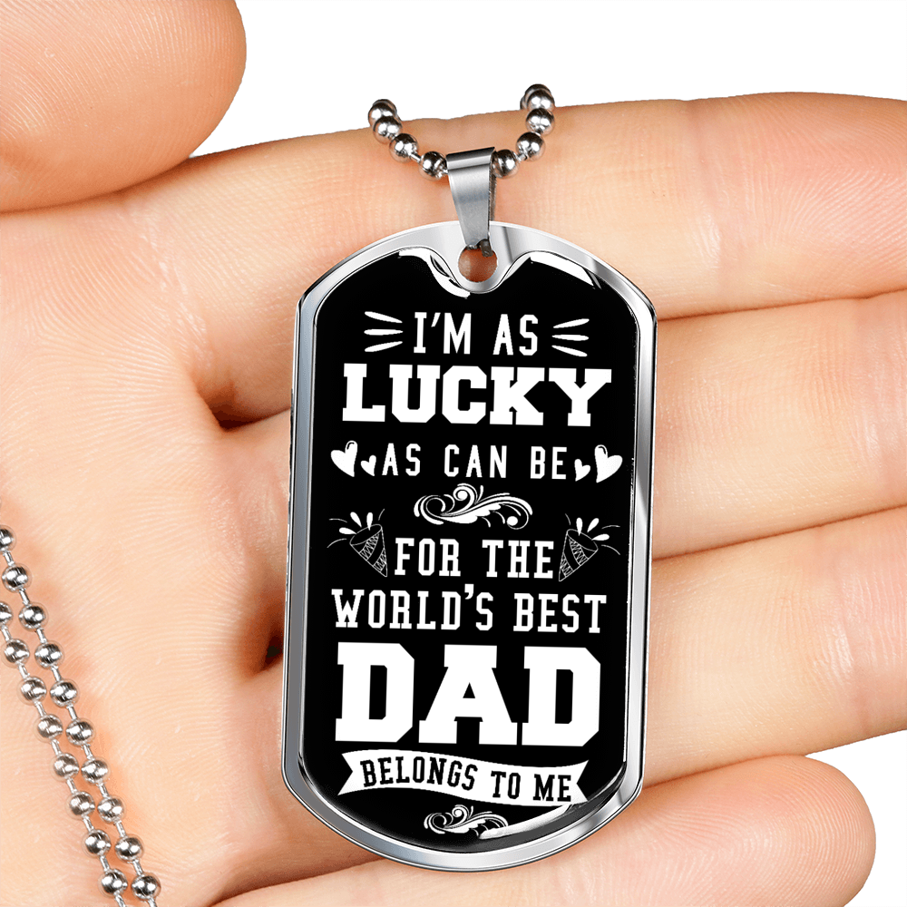 Worlds Best Dad Necklace Stainless Steel or 18k Gold Dog Tag 24" Chain-Express Your Love Gifts