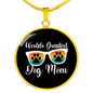 Worlds Greatest Dog Mom Circle Necklace Stainless Steel or 18k Gold 18-22"-Express Your Love Gifts
