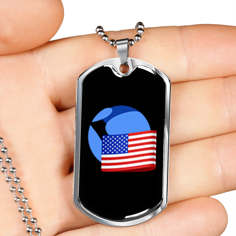Wrapped UST Token Crypto Necklace Stainless Steel or 18k Gold Dog Tag 24" Chain-Express Your Love Gifts