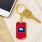 Wyoming State Flag Keychain Dog Tag Stainless Steel or 18k Gold-Express Your Love Gifts