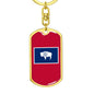 Wyoming State Flag Keychain Dog Tag Stainless Steel or 18k Gold-Express Your Love Gifts