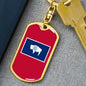 Wyoming State Flag Keychain Dog Tag Stainless Steel or 18k Gold-Express Your Love Gifts
