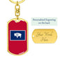 Wyoming State Flag Keychain Dog Tag Stainless Steel or 18k Gold-Express Your Love Gifts