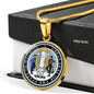 Wyoming State Seal Necklace Circle Pendant Stainless Steel or 18k Gold 18-22"-Express Your Love Gifts