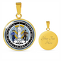 Wyoming State Seal Necklace Circle Pendant Stainless Steel or 18k Gold 18-22"-Express Your Love Gifts