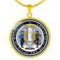 Wyoming State Seal Necklace Circle Pendant Stainless Steel or 18k Gold 18-22"-Express Your Love Gifts