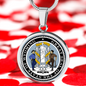 Wyoming State Seal Necklace Circle Pendant Stainless Steel or 18k Gold 18-22"-Express Your Love Gifts
