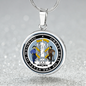 Wyoming State Seal Necklace Circle Pendant Stainless Steel or 18k Gold 18-22"-Express Your Love Gifts