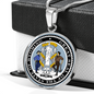 Wyoming State Seal Necklace Circle Pendant Stainless Steel or 18k Gold 18-22"-Express Your Love Gifts