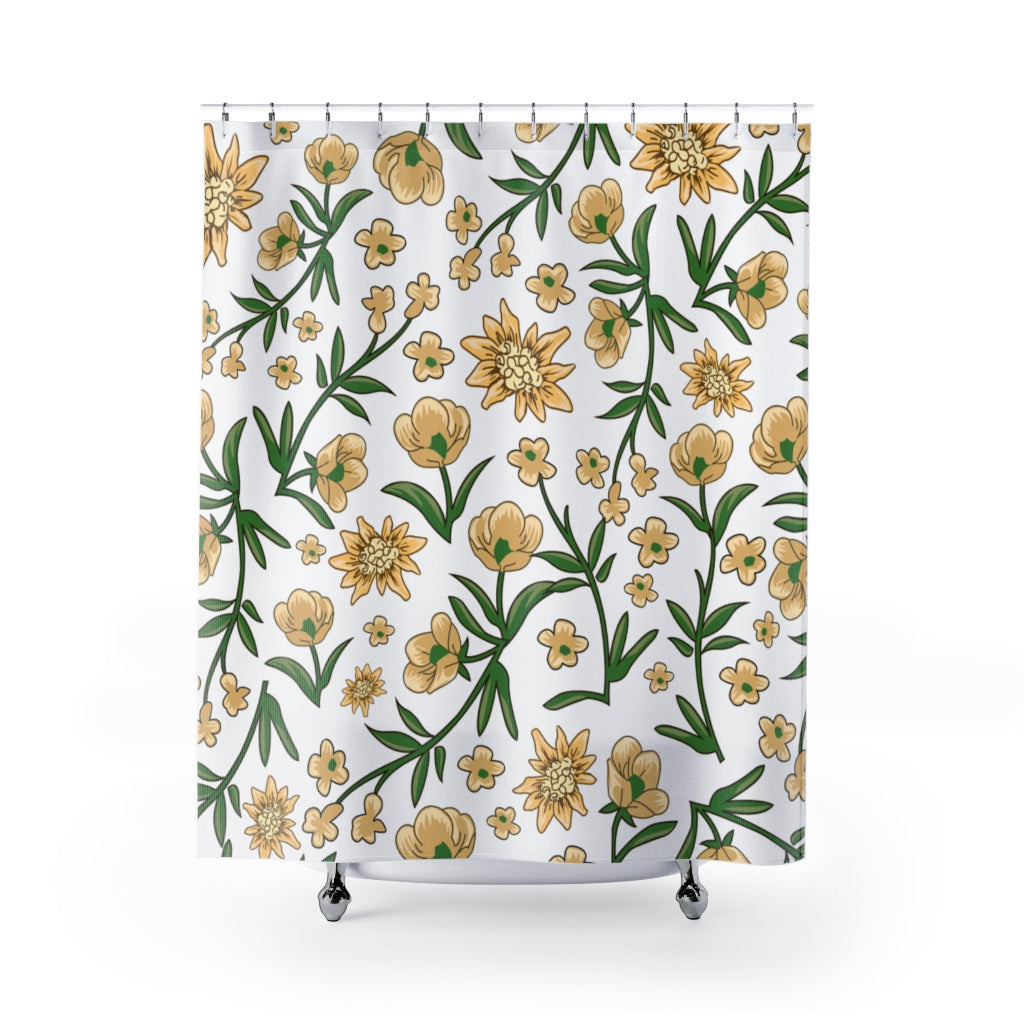 Yellow and White Floral Stylish Design 71" x 74" Elegant Waterproof Shower Curtain for a Spa-like Bathroom Paradise Exceptional Craftsmanship-Express Your Love Gifts