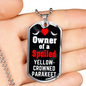 Yellow-Crowned Parakeet Bird Necklace Stainless Steel or 18k Gold Dog Tag 24" Chain-Express Your Love Gifts