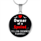 Yellow-Crowned Parakeet Bird Owner Necklace Circle Pendant Stainless Steel or 18k Gold 18-22"-Express Your Love Gifts