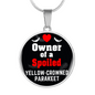Yellow-Crowned Parakeet Bird Owner Necklace Circle Pendant Stainless Steel or 18k Gold 18-22"-Express Your Love Gifts