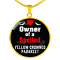 Yellow-Crowned Parakeet Bird Owner Necklace Circle Pendant Stainless Steel or 18k Gold 18-22"-Express Your Love Gifts