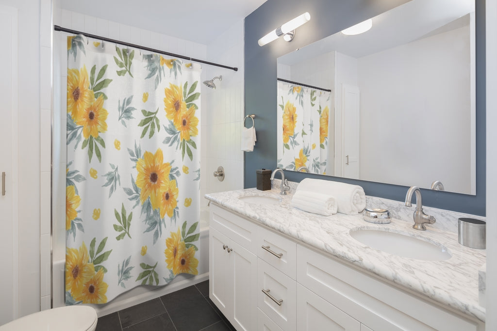 Yellow Daisy Flowers Stylish Design 71" x 74" Elegant Waterproof Shower Curtain for a Spa-like Bathroom Paradise Exceptional Craftsmanship-Express Your Love Gifts