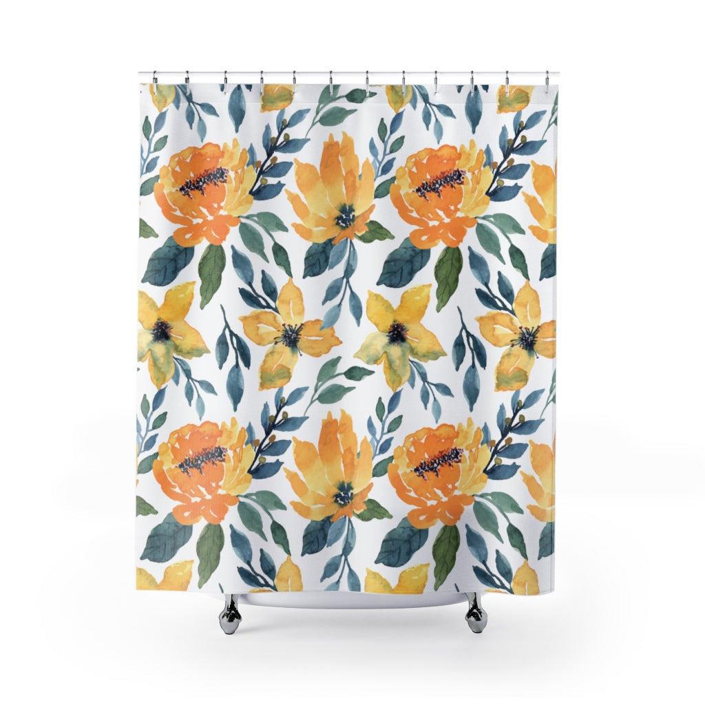 Yellow Floral Flowers Stylish Design 71" x 74" Elegant Waterproof Shower Curtain for a Spa-like Bathroom Paradise Exceptional Craftsmanship-Express Your Love Gifts