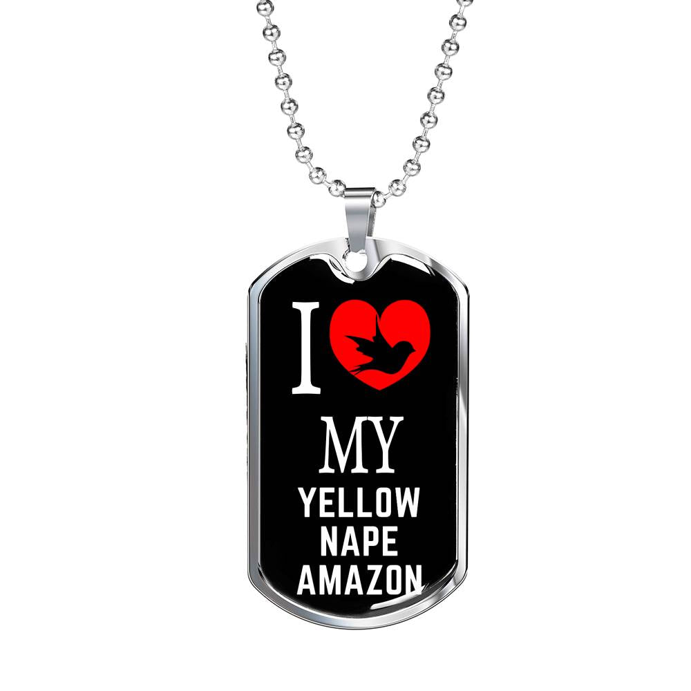 Yellow Nape Amazon Necklace Stainless Steel or 18k Gold Dog Tag 24" Chain-Express Your Love Gifts