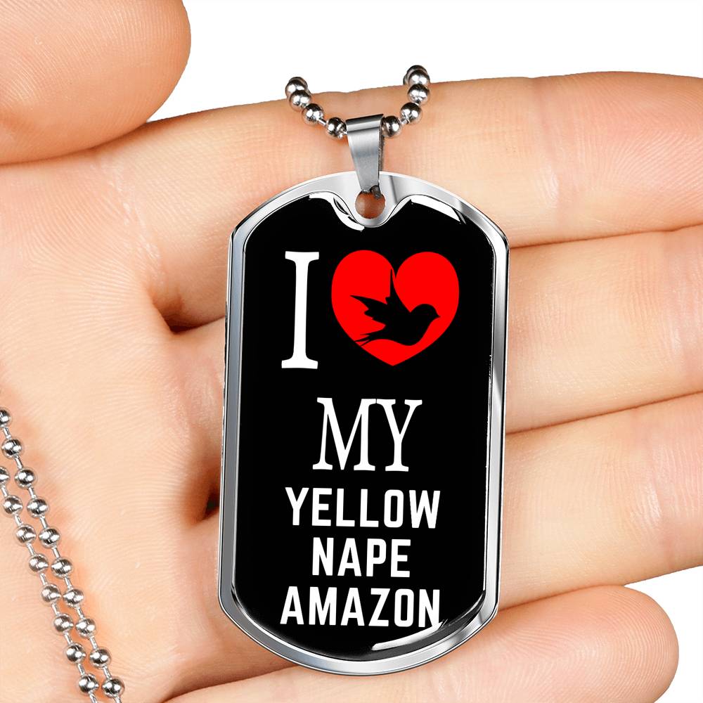 Yellow Nape Amazon Necklace Stainless Steel or 18k Gold Dog Tag 24" Chain-Express Your Love Gifts