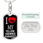 Yellowcrowned Parakeet Bird Lover Keyring Keychain Stainless Steel or 18k Gold-Express Your Love Gifts