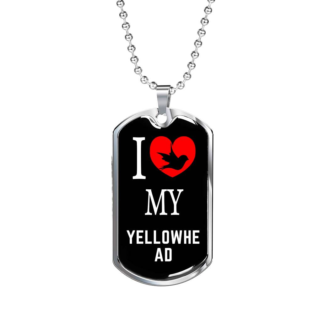 Yellowhead Necklace Stainless Steel or 18k Gold Dog Tag 24" Chain-Express Your Love Gifts