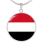 Yemen Flag Necklace Circle Pendant Stainless Steel or 18k Gold 18-22"-Express Your Love Gifts