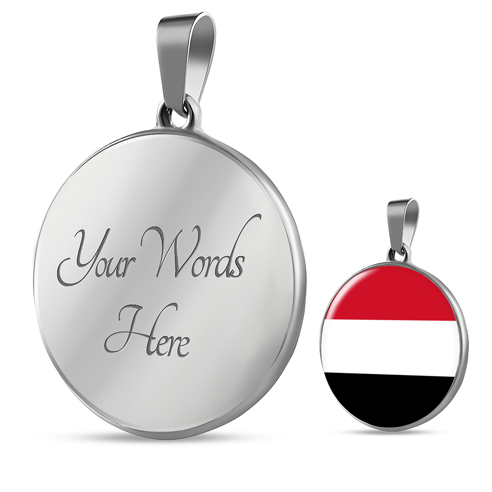 Yemen Flag Necklace Circle Pendant Stainless Steel or 18k Gold 18-22"-Express Your Love Gifts