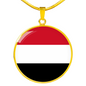 Yemen Flag Necklace Circle Pendant Stainless Steel or 18k Gold 18-22"-Express Your Love Gifts