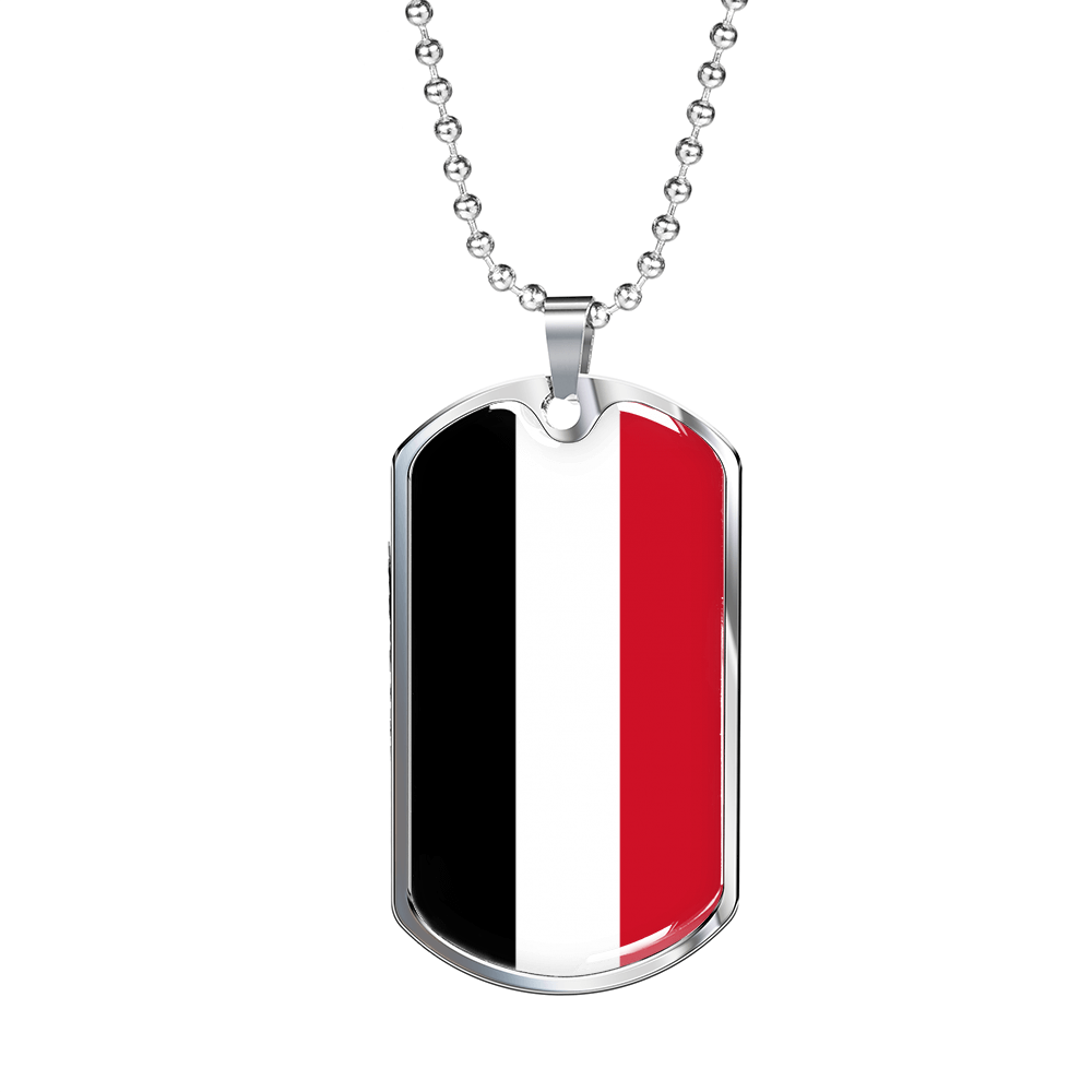 Yemen Flag Necklace Stainless Steel or 18k Gold Dog Tag 24" Chain-Express Your Love Gifts