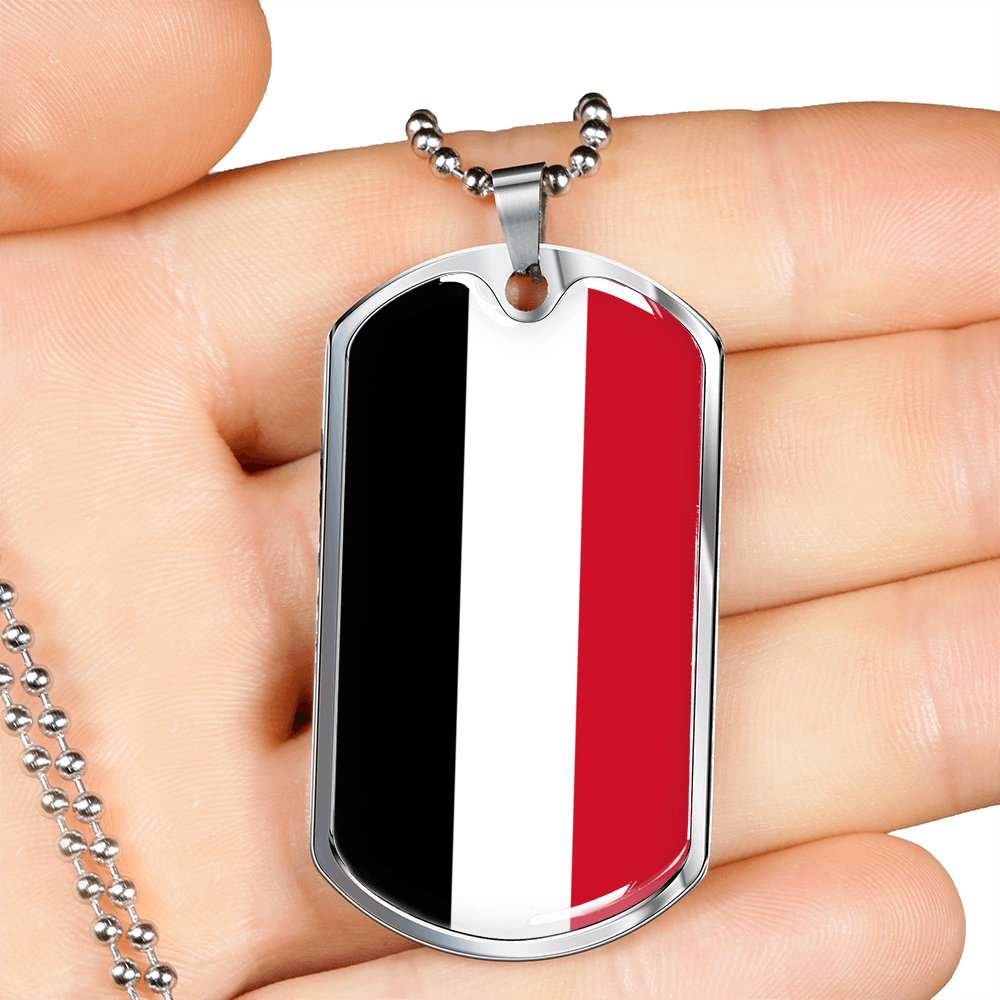 Yemen Flag Necklace Stainless Steel or 18k Gold Dog Tag 24" Chain-Express Your Love Gifts