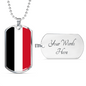 Yemen Flag Necklace Stainless Steel or 18k Gold Dog Tag 24" Chain-Express Your Love Gifts